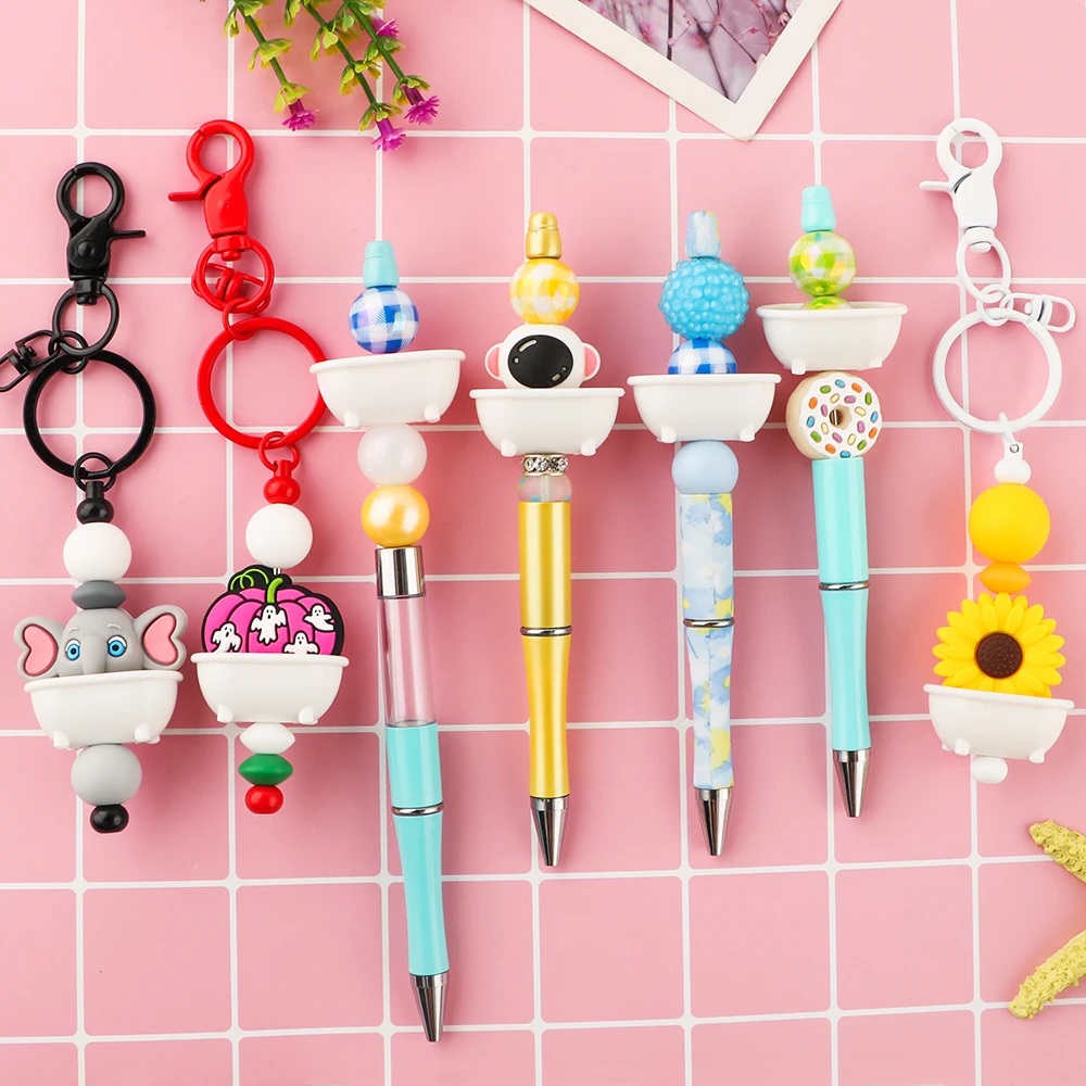 20 piezas de modelado de bañera blanca acrílica para llavero con colgante DIY, bolígrafo, Etc., productos hechos a mano Newideas - imagen 4