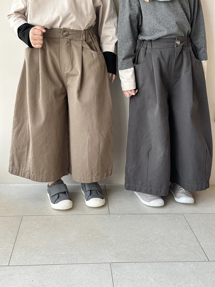 MILANCEL, nuevos pantalones rectos de otoño para niños, 1-7T, pantalones de pierna ancha simples de Color sólido para niñas, pantalones sueltos versión coreana para niños - imagen 2