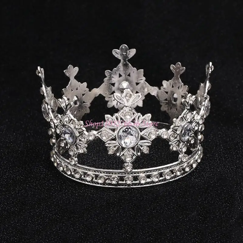 R6FD Baby Crystal For Rinestone Crown Mini Wedding Headband Princess Girls Decoración fiestas cumpleaños Accesorios - imagen 4