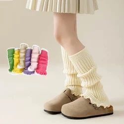 Calcetines de pierna caramelo con volantes para niñas