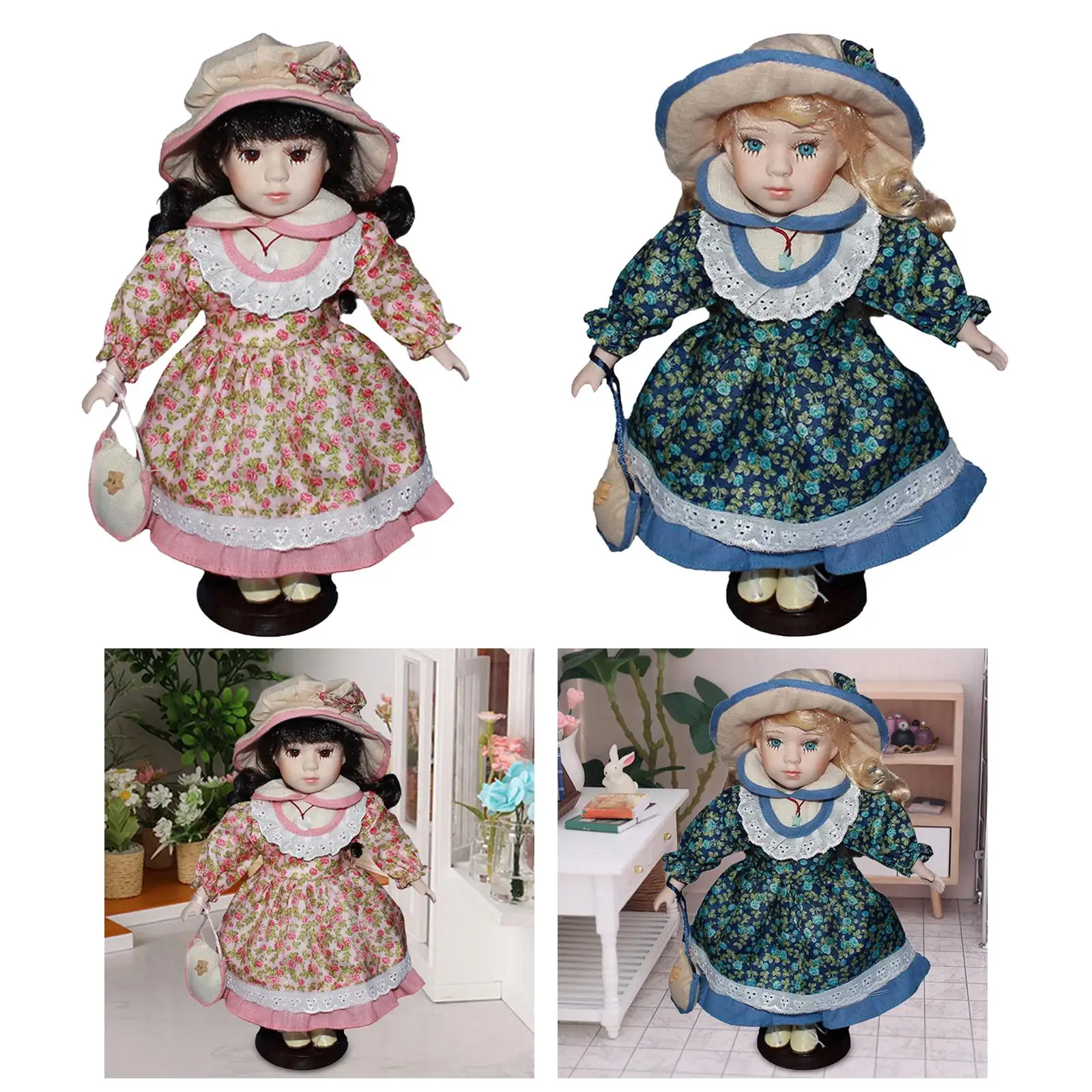 Ceramic Doll People Model Princess Doll Rustic Curly Hair Miniature Porcelain People for Gift Decoration Ornament Birthday Girls