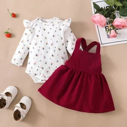Vestido princesa bebe 0-18 meses - conjunto rojo con volantes