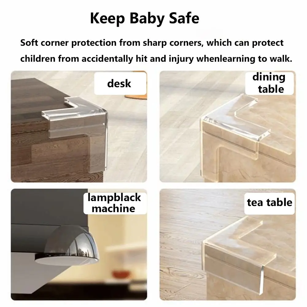 Protector de esquina de escritorio de mesa transparente, Protector de esquina seguro de silicona suave para bebés, protectores de bordes de seguridad para niños, 4 Uds. - imagen 5