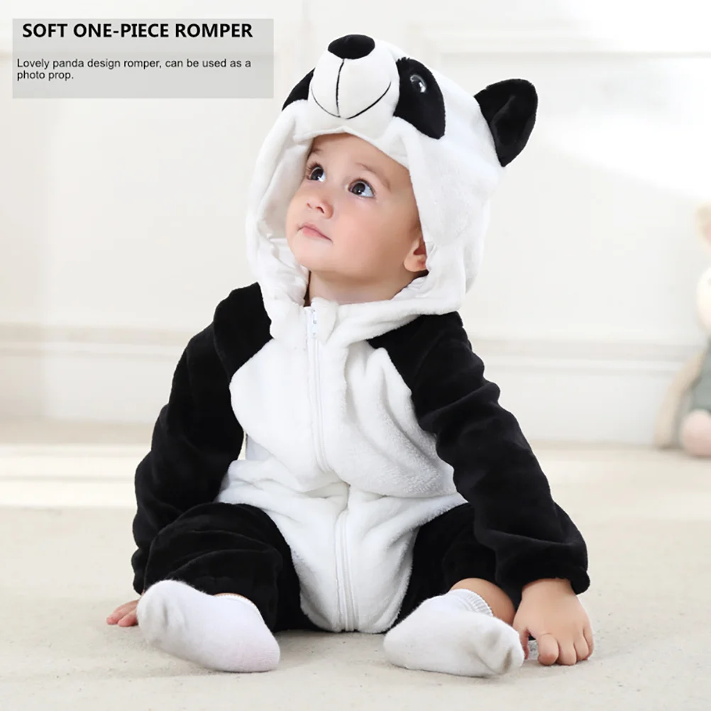 1 Uds pelele mono franela cómodo cálido de una pieza protectora foto de dibujos animados Prop Layette pelele en forma de Panda - imagen 3