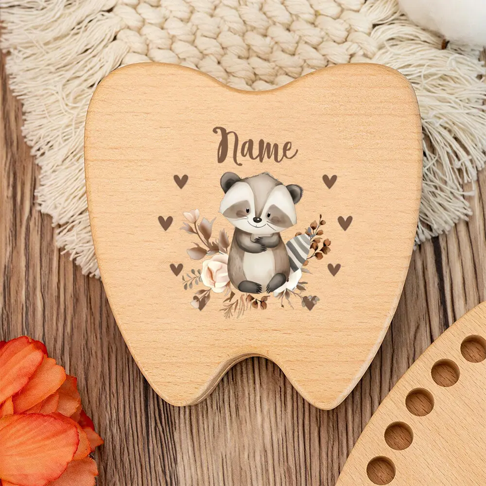 Caja de hadas de dientes personalizada, recuerdo de primer diente, baratija de madera, nuevo regalo para bebé, regalo de almacenamiento de primer diente, caja de dientes Unisex para bebé - imagen 4