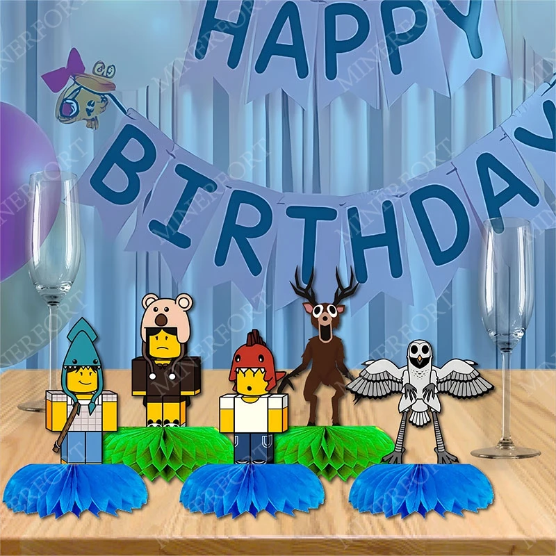 Roblox 99 noches en el bosque combinación de panal juego de dibujos animados temático juego de vajilla para decoración cumpleaños fiesta de bienvenida al bebé - imagen 4