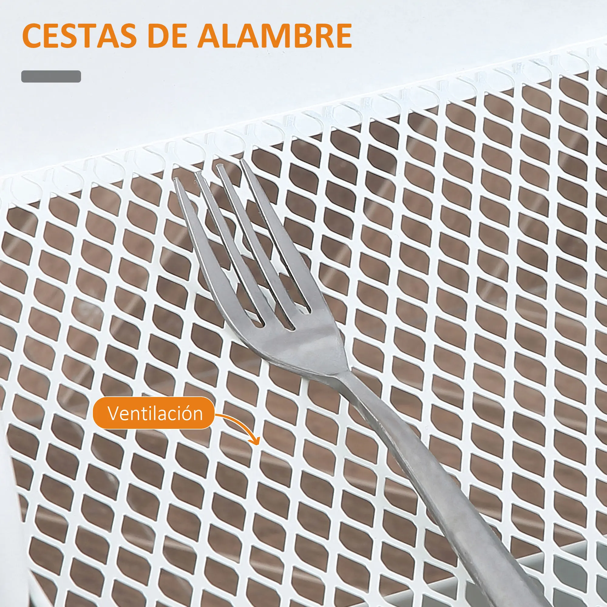 HOMCOM Carrito de Cocina con Ruedas Carro de Almacenamiento con Cajón Extraíble 2 Cestas y Frenos para Baño Salón Dormitorio 43,9x30,5x75,6 cm Blanco - imagen 5