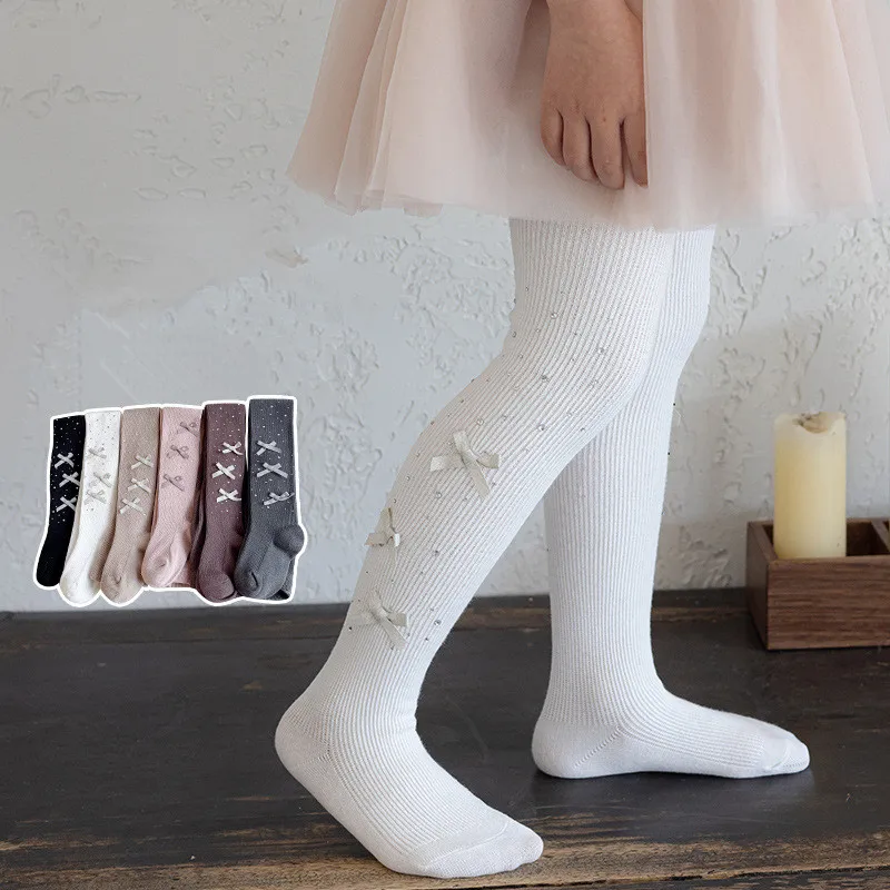 Medias de algodón peinado con lazo para niña – Primavera y otoño - imagen 3