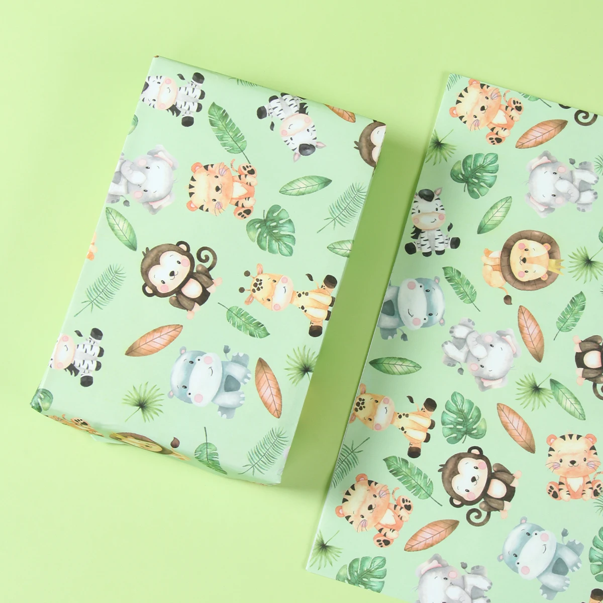Papel para envolver regalos de animales de la selva, decoración para fiesta de cumpleaños de Safari, regalos de cumpleaños salvajes, suministros para Baby Shower con temática de jungla, 6 uds. - imagen 3