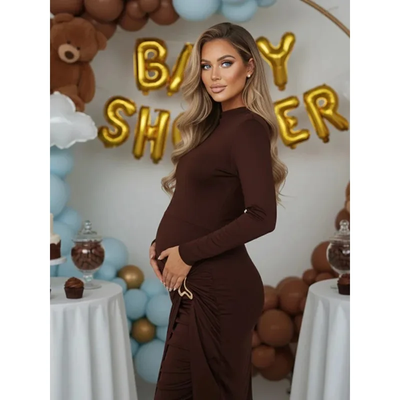 Vestido de maternidad fruncido para sesiones de fotos de embarazo - imagen 4