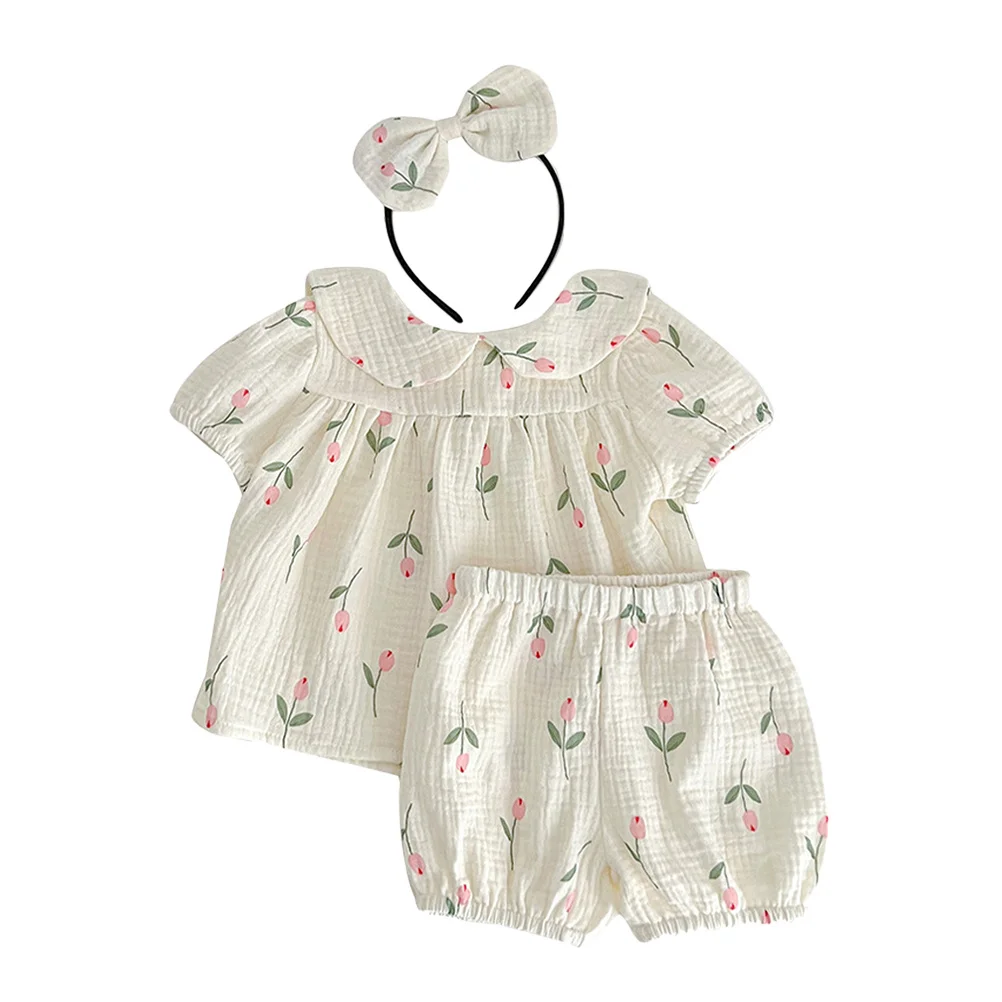 1 Juego de ropa de algodón de manga corta para niña, ropa de verano para recién nacido, cambio de pañales, elementos esenciales para recién nacido, trajes para niño niña - imagen 5