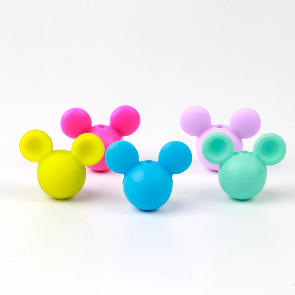 10 Uds. De cuentas de silicona con cabeza de ratón para fabricación de joyas, accesorios de cadena de chupete DIY a granel, dijes para pulsera - imagen 3