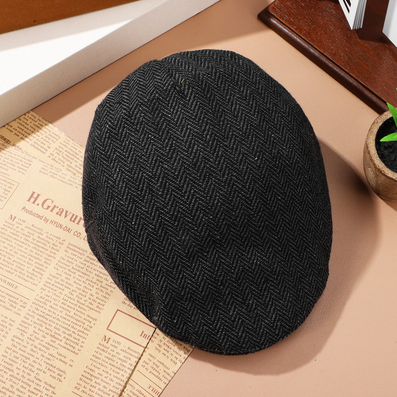 Boina para niños, gorra de vendedor de periódicos, sombrero plano en espiga, gorra de panadero para niños de estilo Vintage, accesorio de traje de invierno - imagen 4