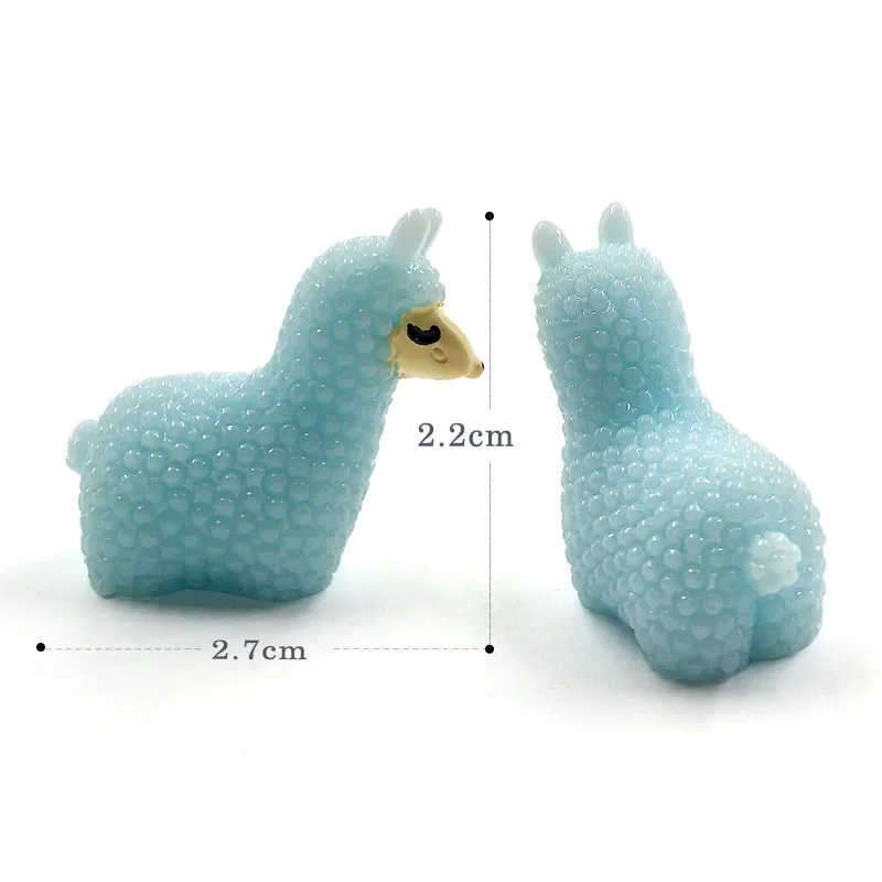 Figurita en miniatura de oveja y Alpaca, modelo 3D de dibujos animados de animales, artesanía de resina para jardín de hadas, accesorios de bricolaje para decoración del hogar, 5 uds. - imagen 3