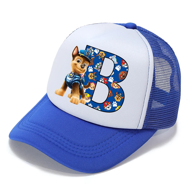 Paws Patrols Chase niños gorras de béisbol letra niños HipHop sombrero de malla transpirable lindo dibujos animados Anime Sunbonnet sombra gorras regalo - imagen 2