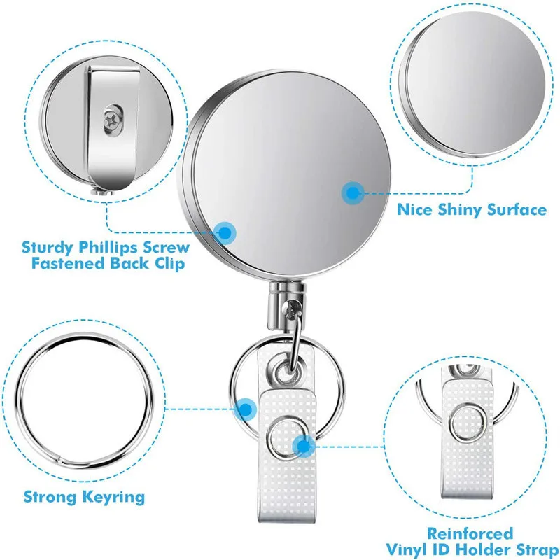 Juegos de tarjetas, llavero con cinturón, carrete de insignia retráctil de metal, cordón de identificación, etiqueta de nombre, tarjetero, carretes, Clips de cadena de retroceso - imagen 4