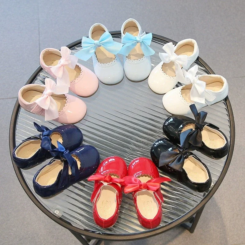 Zapatos de bebé niña primeros caminantes de cuero – arco princesa - imagen 2
