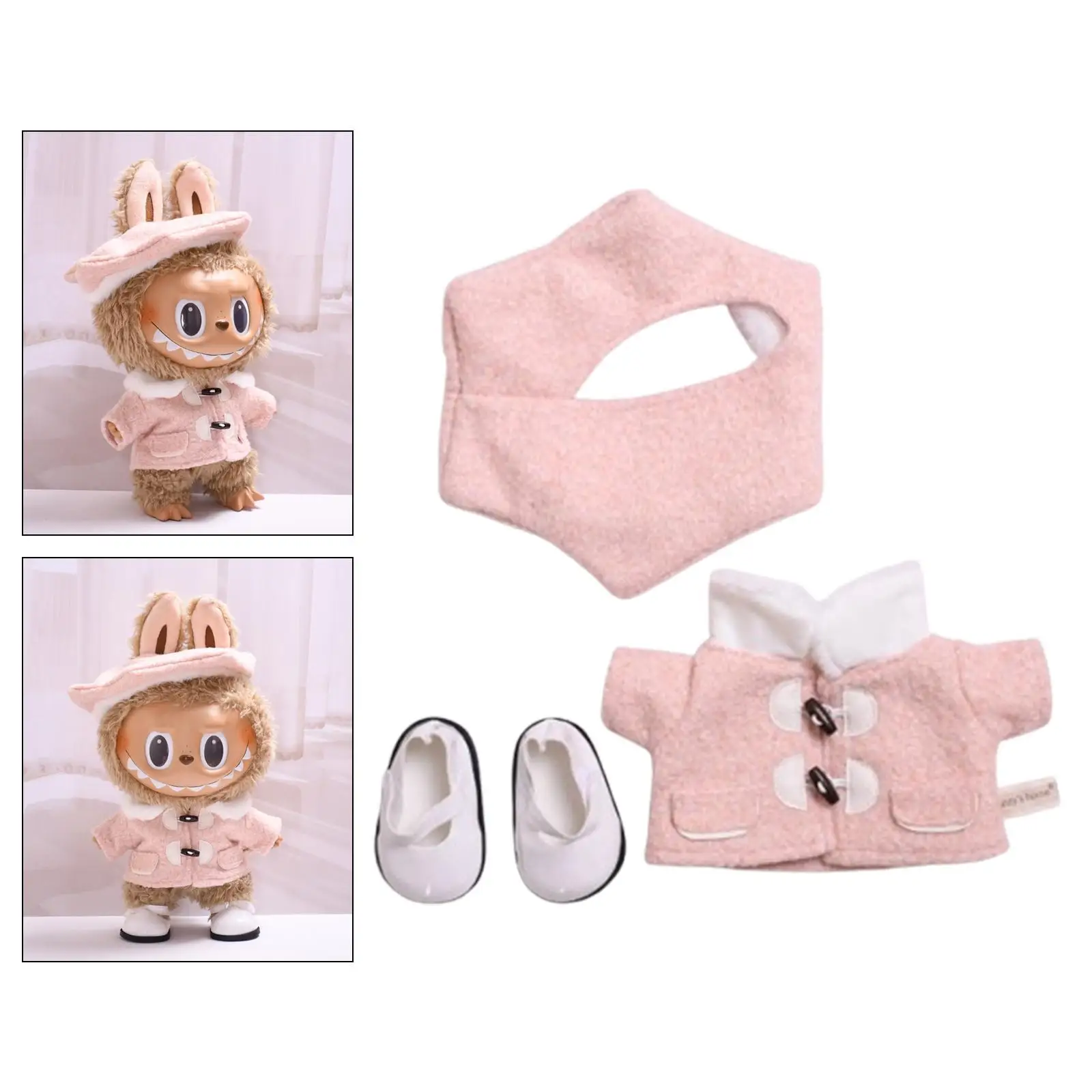 Stuffed Doll Coat Headwear and Shoes DIY Photo Props Costumes for 38cm Dolls