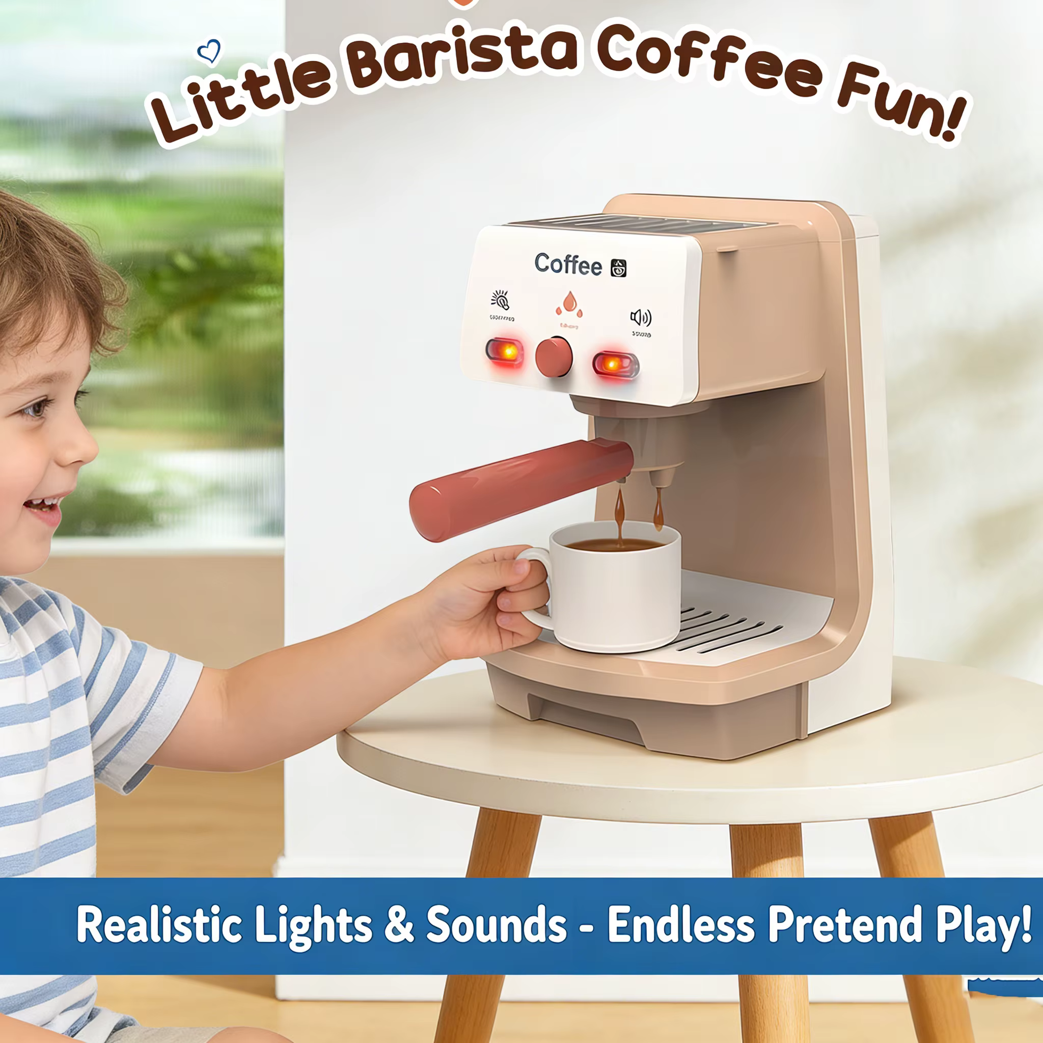 Cafetera de juguete con luces y sonidos – Juego de cocina infantil