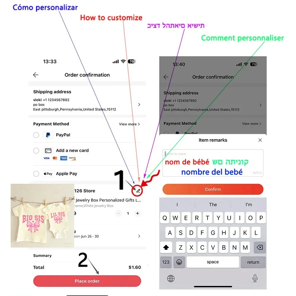 Pijama personalizado bebé pelele manga larga para primer Ramadán Eid - imagen 4