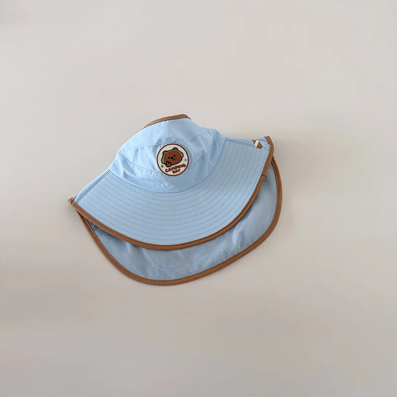 Sombrero para niños con silbato, sombreros de pescador de ala grande transpirables, accesorios de protección solar ajustables con dibujos animados para niños y niñas - imagen 5