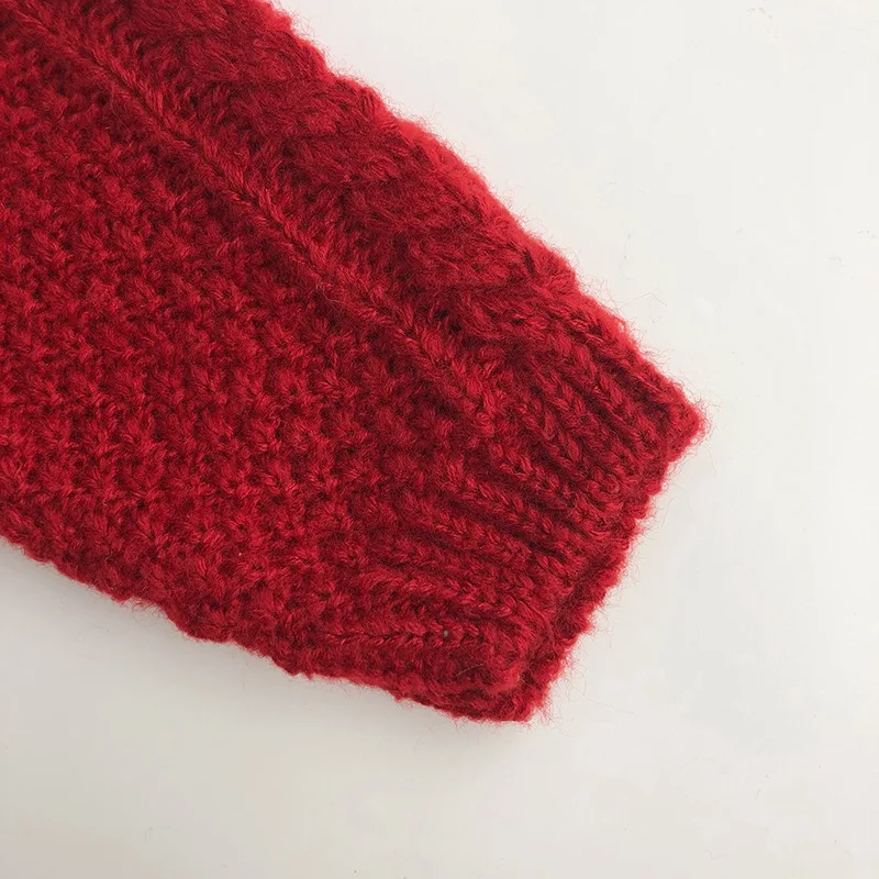 Milangel-suéter de algodón de un solo pecho para niños y niñas, cárdigans de punto rojo para Navidad, prendas de vestir - imagen 5