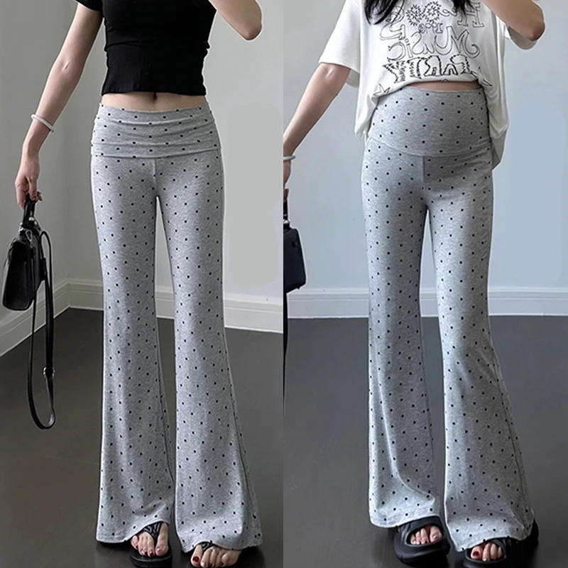 Pantalones premamá de lunares de cintura alta para primavera