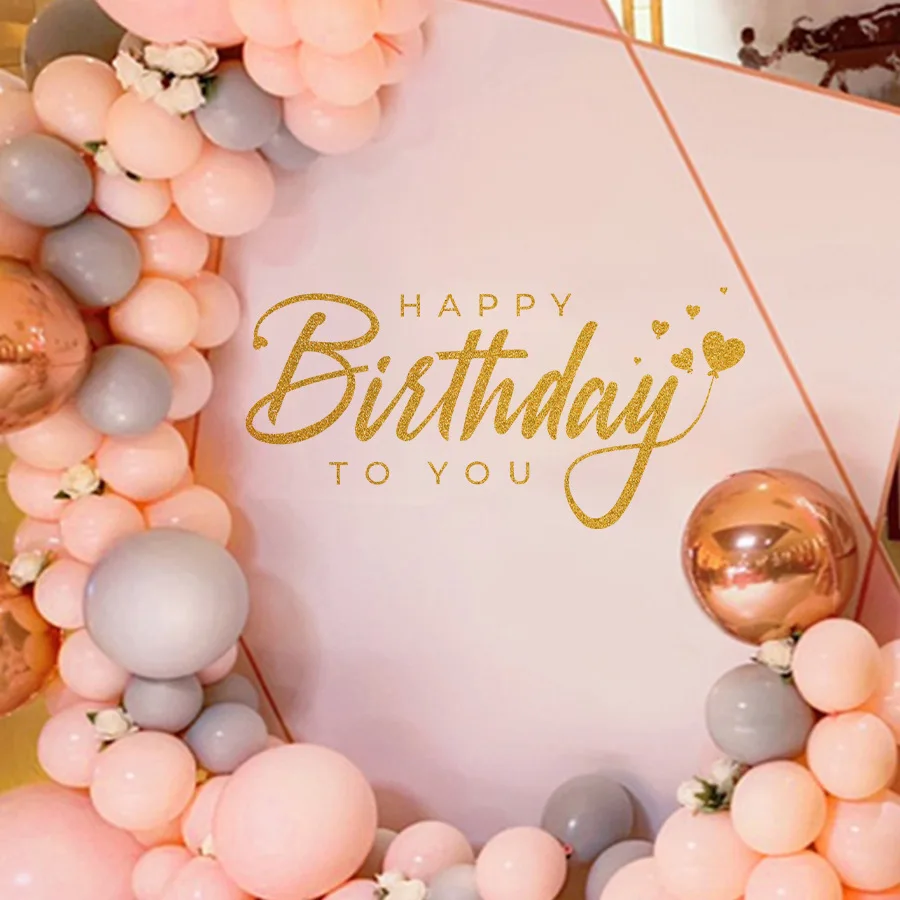 Pegatinas de pared del día de feliz cumpleaños, pegatinas decorativas autoadhesivas para fiesta con fuentes doradas de celebración de cumpleaños - imagen 2