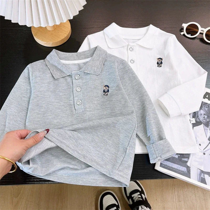Camisa polo manga larga para niños – Estampado infantil para otoño y primavera - imagen 2