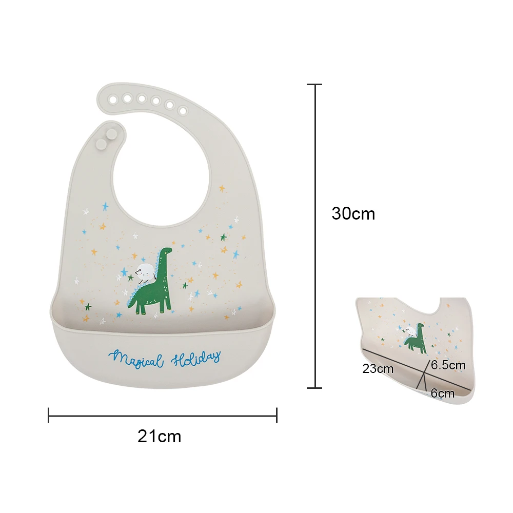 Baberos impermeables para bebé, material para comer, delantal de bebé con estampado de cocodrilo de dibujos animados de silicona suave, babero, delantal de alimentación de bebé reutilizable - imagen 2