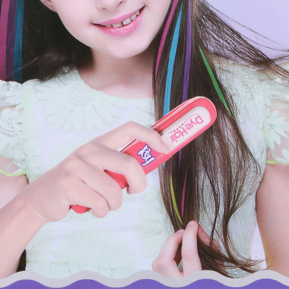Juego de palos para teñir el cabello simulado para niños, herramientas de maquillaje y cabello DIY, accesorios para el cabello para casa de niña y regalos de juguetes de maquillaje - imagen 2