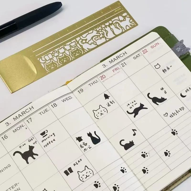 Marcapáginas doble cara gato bonito – Regla y cuaderno de notas - imagen 5