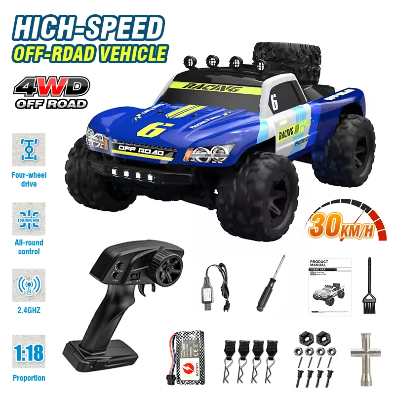 KF19 RC camión todoterreno de alta velocidad 30 km/h coche 1:18 con luces LED Control remoto escalada Control remoto Buggy coche juguetes para niños - imagen 2