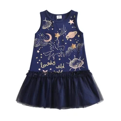 Vestido sin mangas de verano DXTON para niñas con unicornio y estrellas