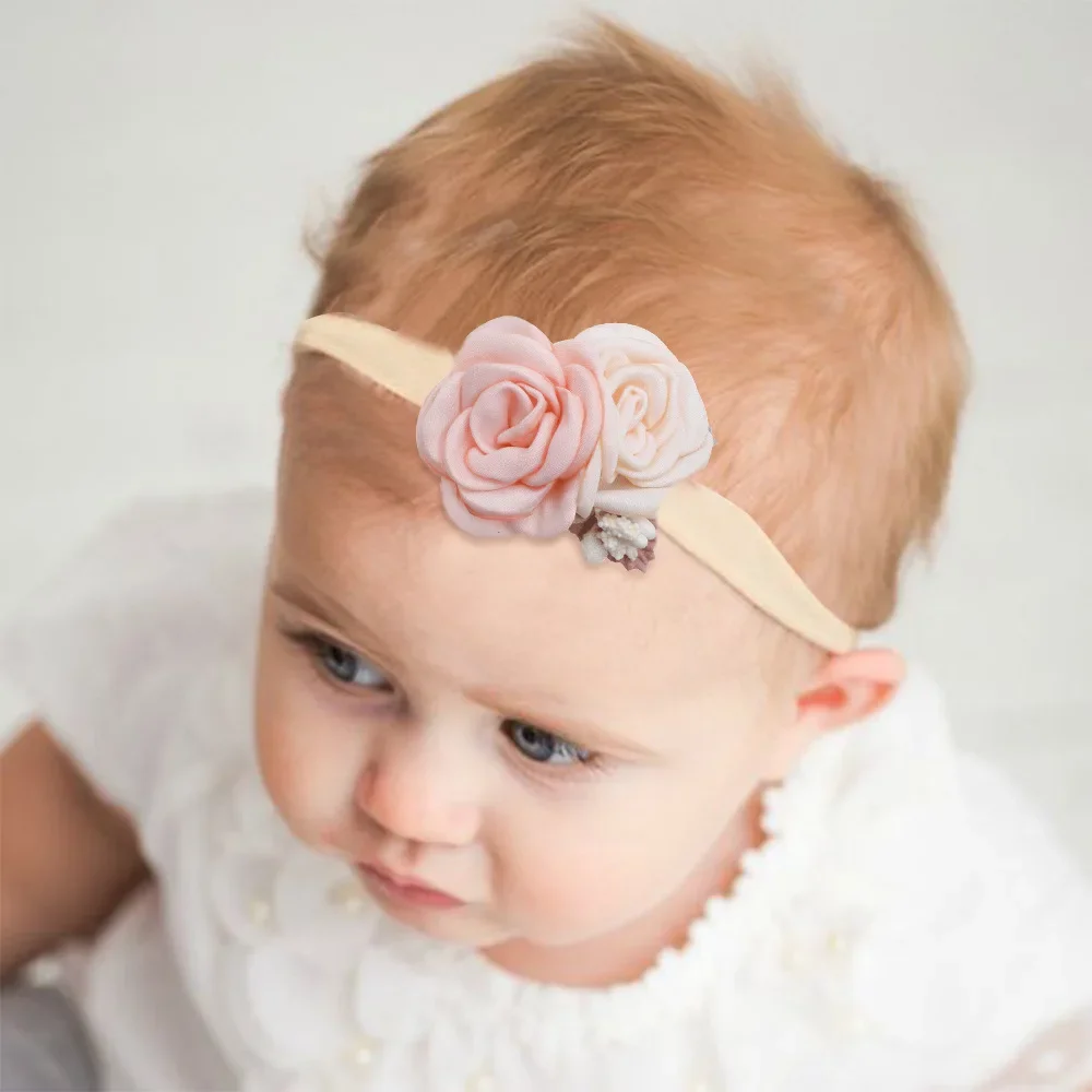 Diadema elástica de flores para niños, diadema de flores estilo princesa, diadema de flores para bebé, estilo Simple europeo y americano - imagen 3