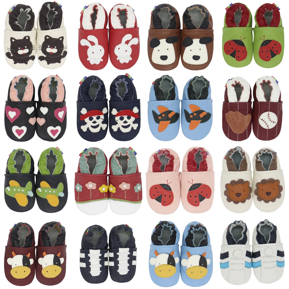 Zapatos de cuero suaves para primeros caminantes antideslizantes