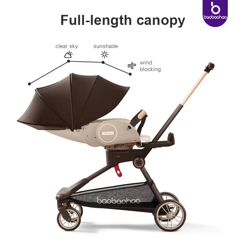 Cochecito de bebé con asiento de cadera, cochecitos Retro de viaje para bebé Vintage para niño fino, cochecito con dosel completo que puede sentarse y acostarse de 0 meses - imagen 2