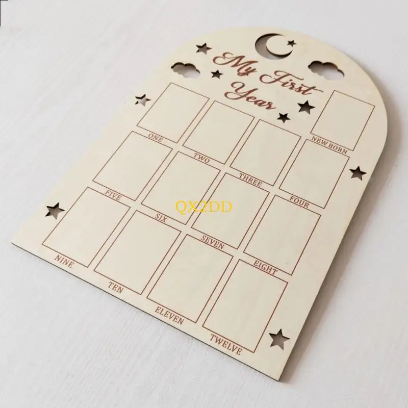 QX2D-tablero madera para exhibición fotos, decoraciones cumpleaños para bebé, marco fotos del primer año, regalo - imagen 5