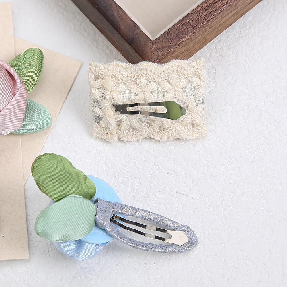 Horquillas Vintage de seda satinada para mujer y niña, horquillas bordadas de encaje en crema, horquillas para el cabello de Boutique, 2 unidades por lote - imagen 5