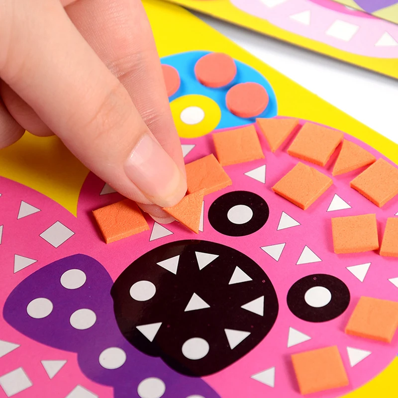 6 hojas/juego de dibujos animados 3D EVA mosaicos adhesivos rompecabezas pegatina Animal tráfico estilo espuma EVA pegatinas regalo de cumpleaños fiesta recuerdo ZYF - imagen 5