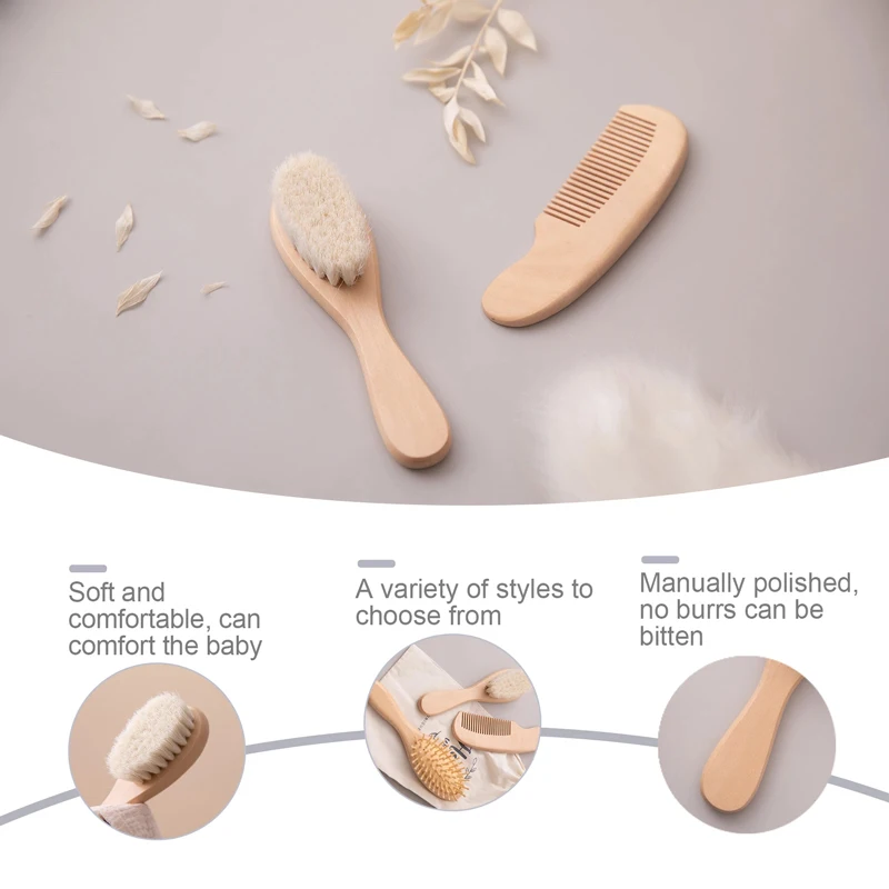 WizInfant cepillo de madera para bebé – Lana natural pura masajeador - imagen 2