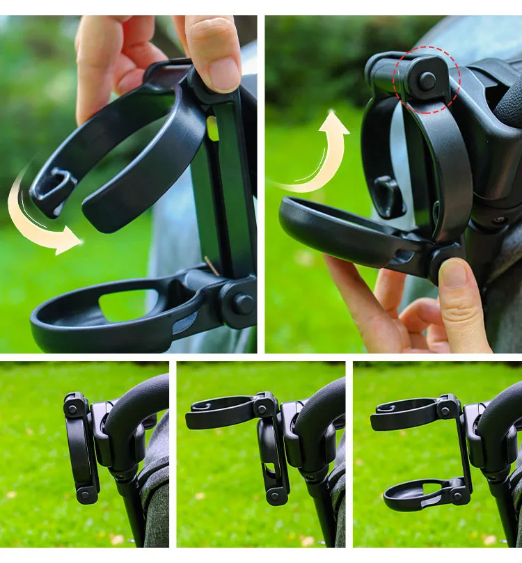 Portavasos universal para cochecito de bebé, soporte giratorio para teléfono móvil, soporte para botella de agua y café - imagen 5