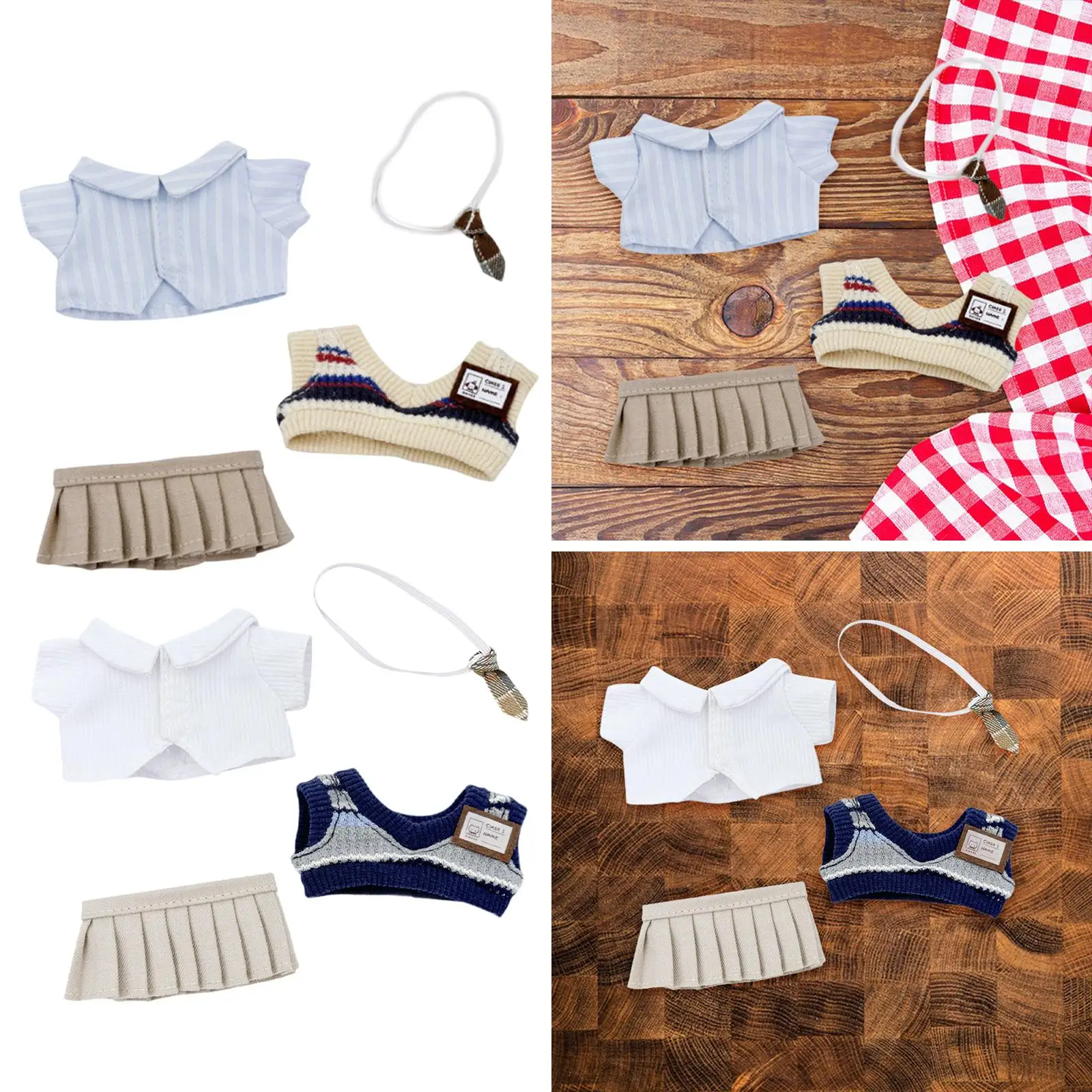 Plush Figure Shirt and Skirt Plush Doll Clothes Educational DIY Make Your Own Dolls for 10cm Dolls Coordination Flexibility