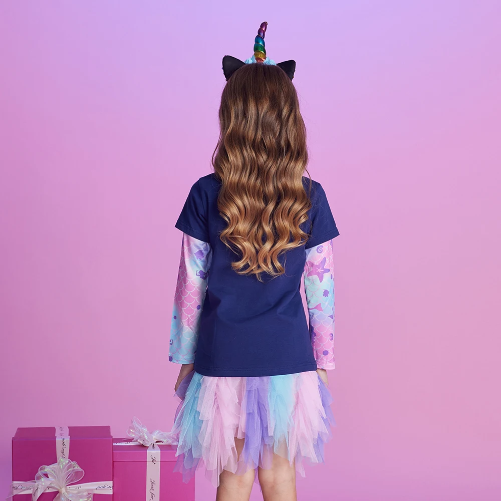 DXTON Camiseta manga larga algodón para niña – Estampado sirena - imagen 4