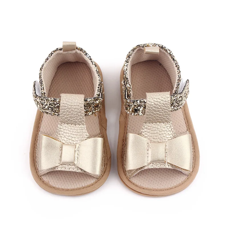 Nuevos zapatos de verano para niñas, bonitas sandalias ostentosas con suela de goma suave para primeros pasos de PU para bebés, sandalias de moda para recién nacidos de 0 a 18M