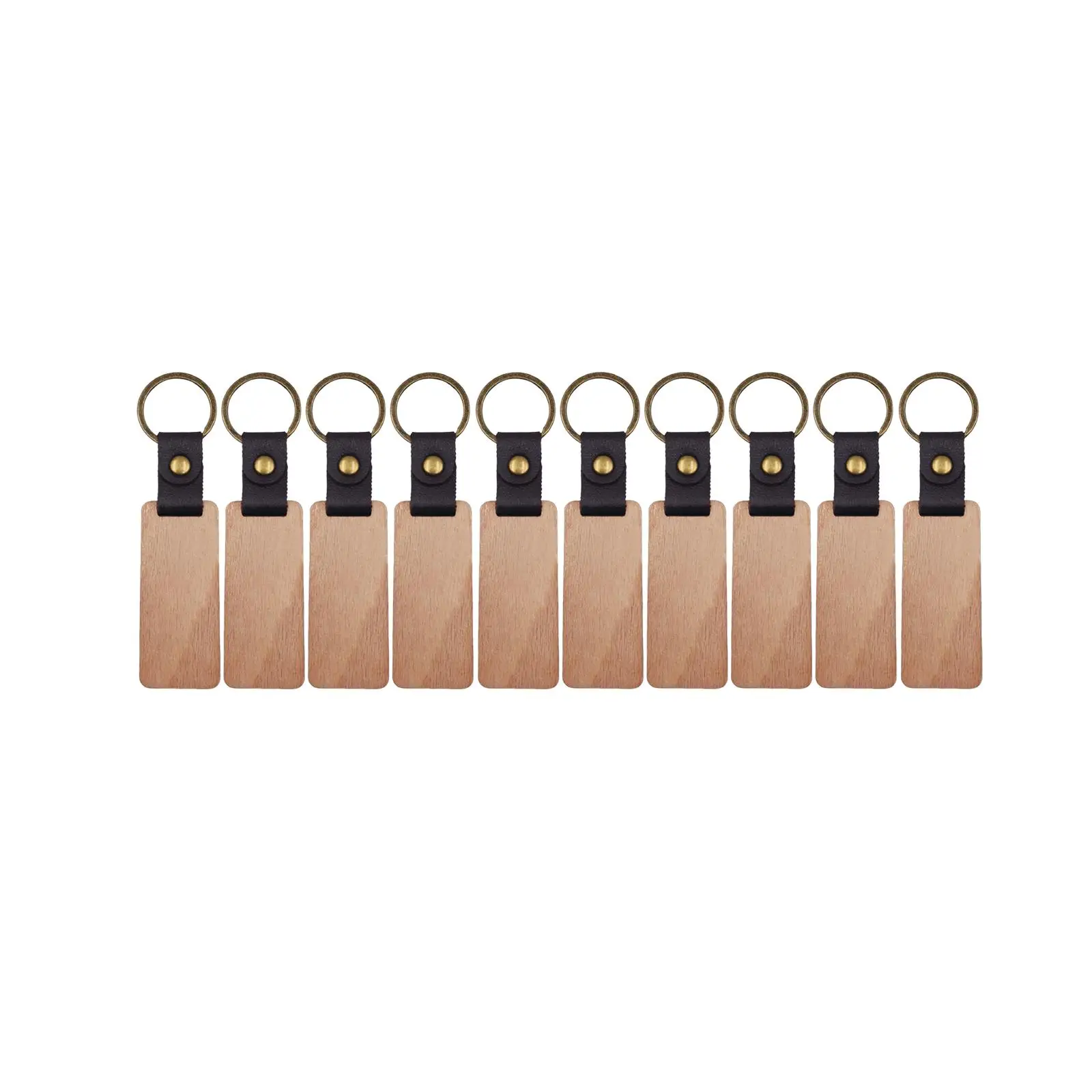 10 Pieces Wood Keychain Blanks Keychain Holder for Accessories DIY Gift Car
