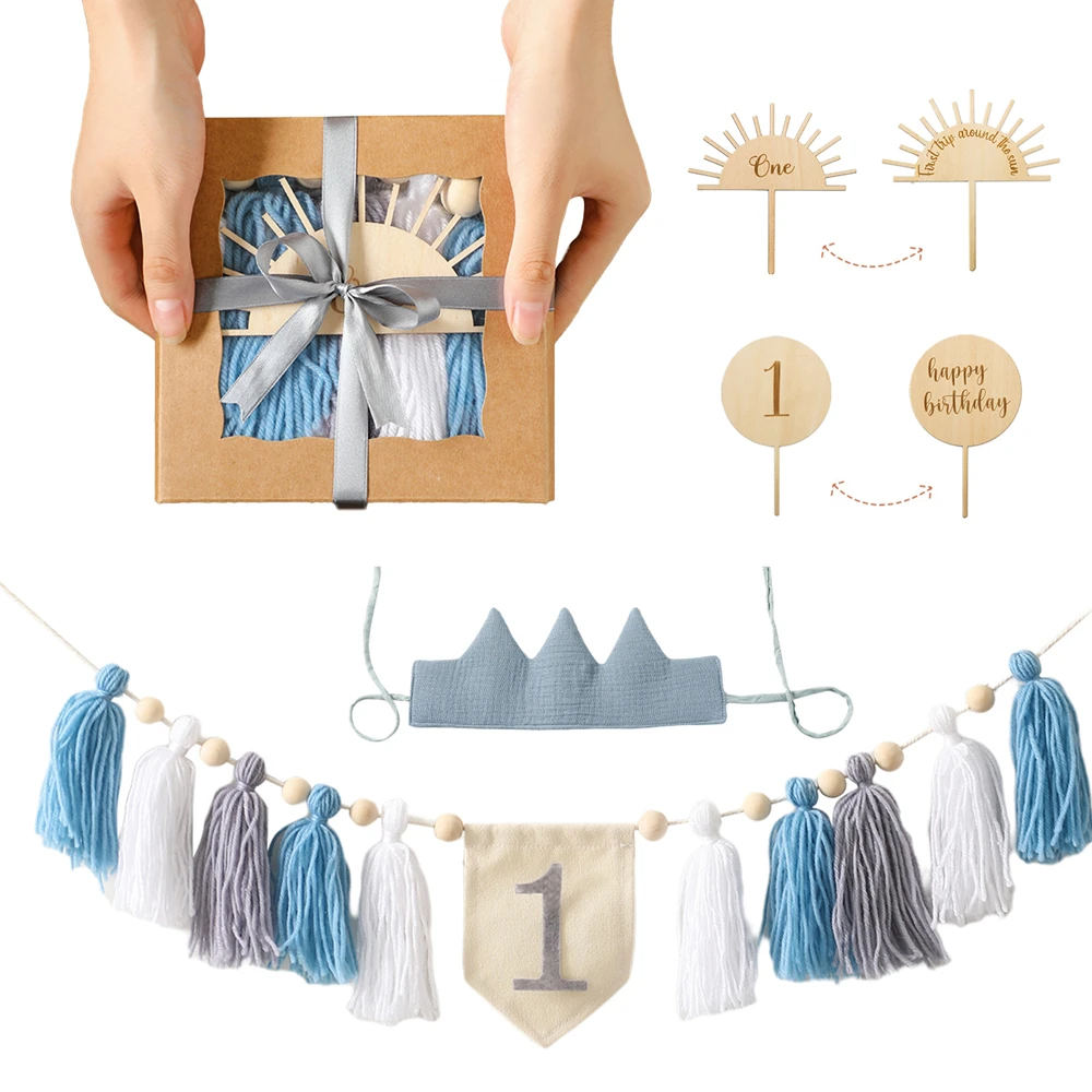 Conjunto cumpleaños bebé con pancarta y sombrero de borlas - imagen 5