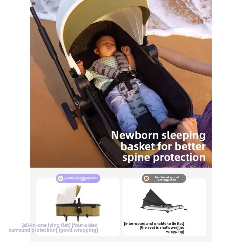 Los fetos del dragón y el Fénix gemelos Weilebao se pueden dividir, sentarse y acostarse, cochecito para recién nacido plegable y ligero - imagen 5