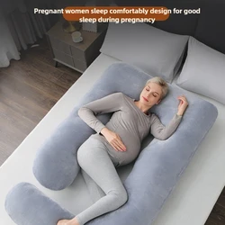 Almohada de maternidad ajustable en forma de U para mujeres embarazadas, soporte de lactancia multifuncional, cojín lateral lavable para dormir