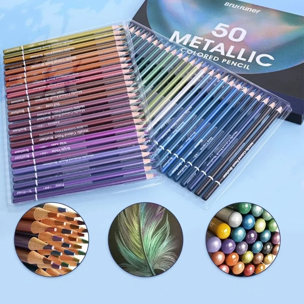 Brutfuner Lápices metálicos de colores para niños dibujo escolar - imagen 4